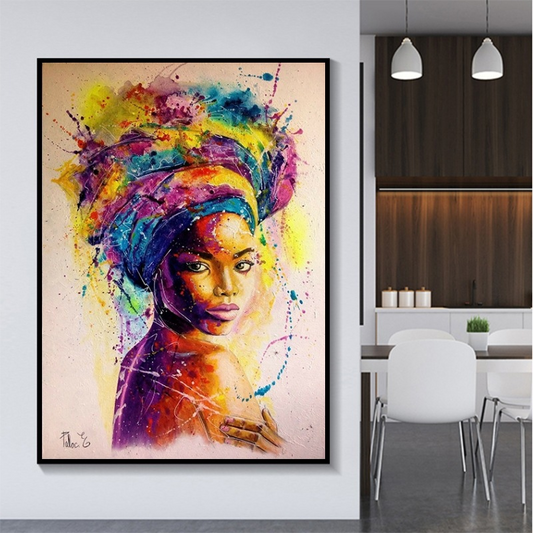 African woman headscarf painting