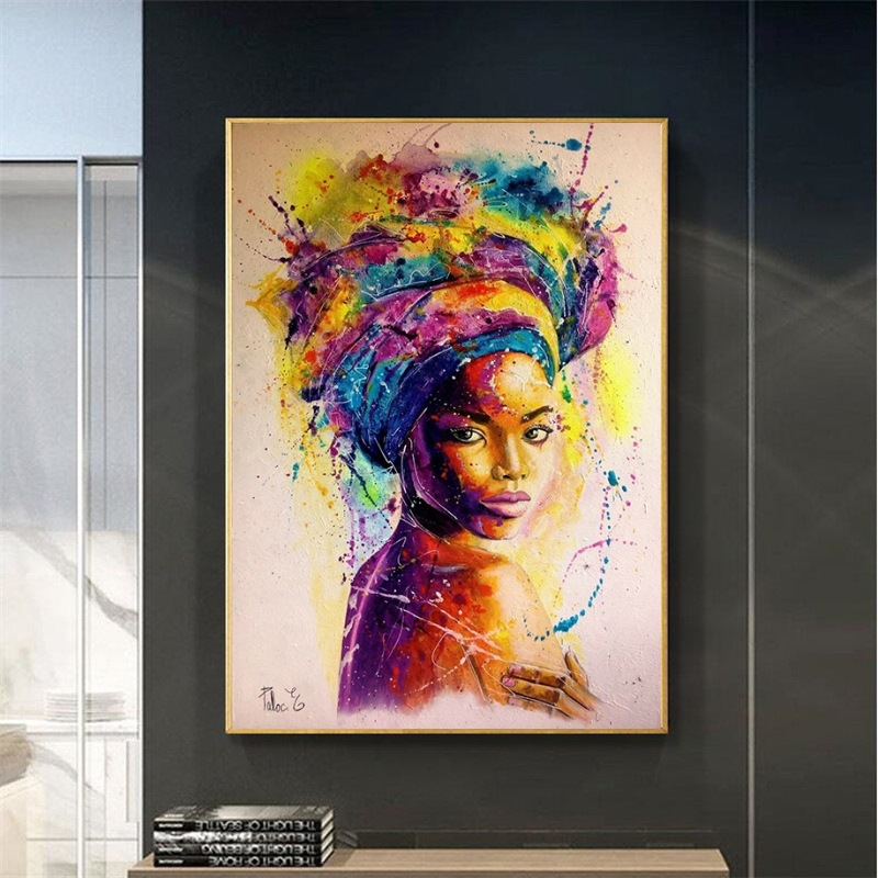 African woman headscarf painting