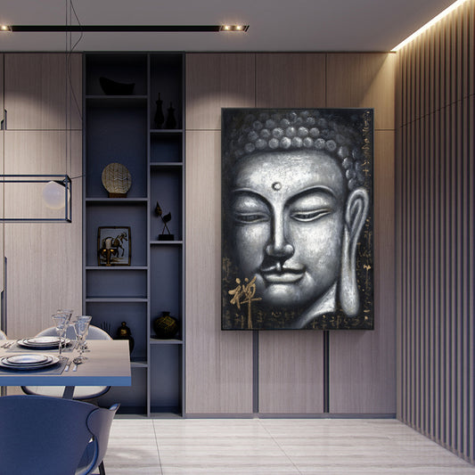 Vintage Silver Buddha Painting