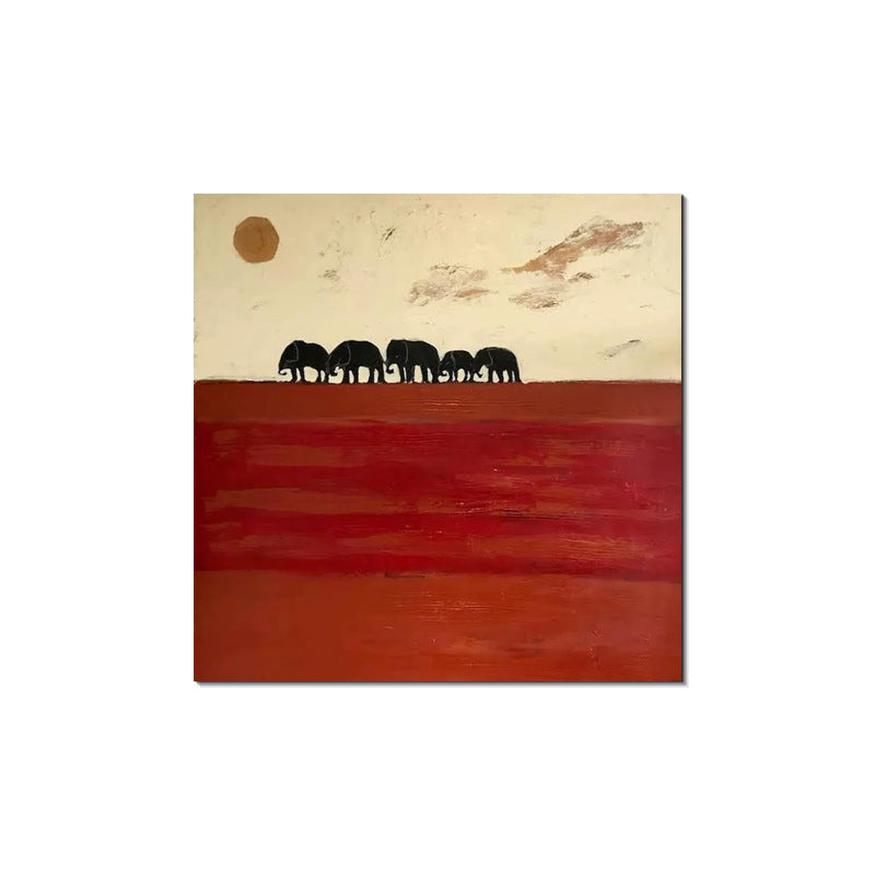 Sunset elephant texture painting